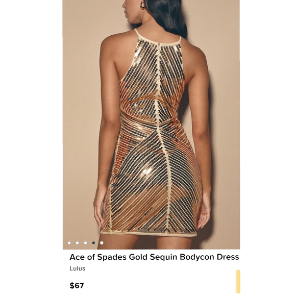 NEW Lulu's New Year's gold sequin bodycon dress - Picture 4 of 14